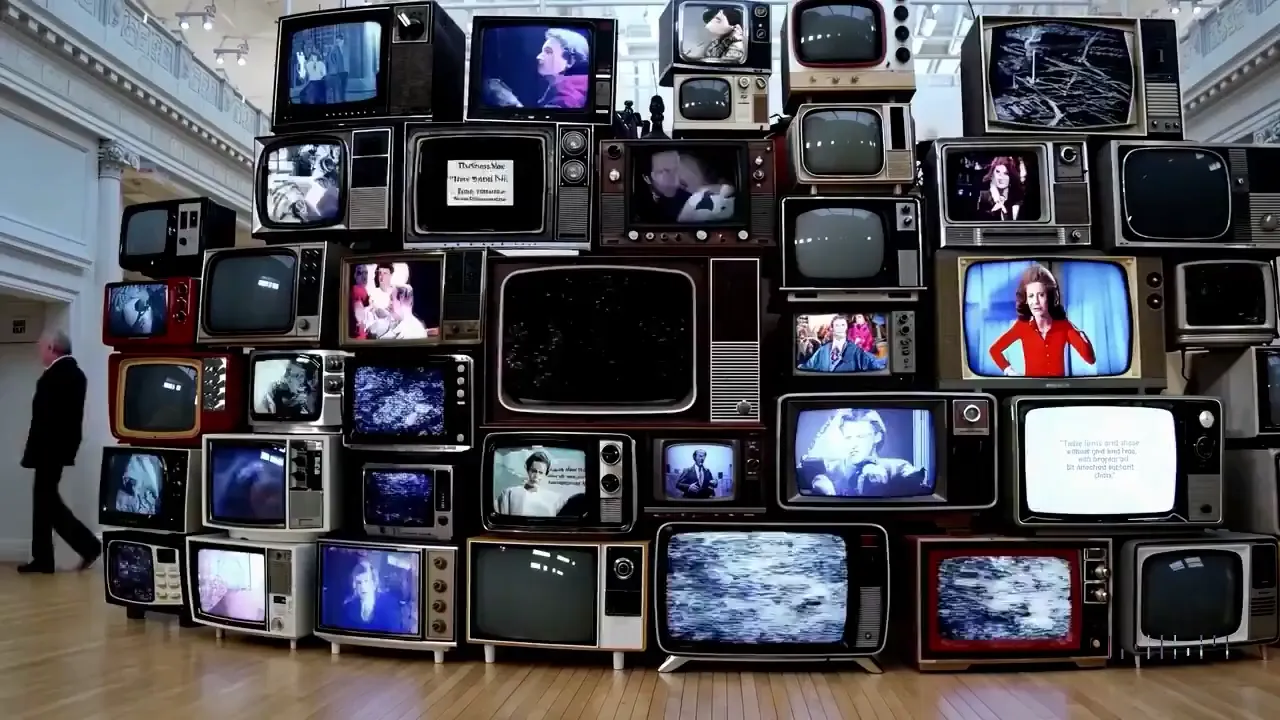 Vintage TV Stack in Museum